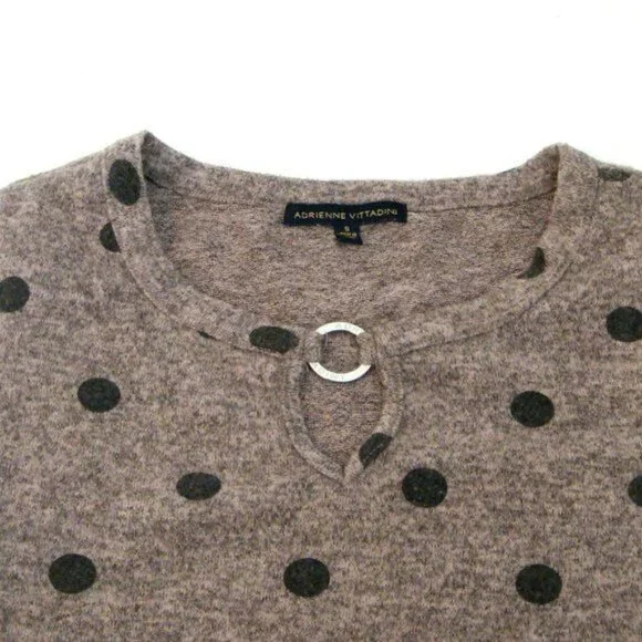 Adrienne Vittadini Heather Pink Polka Dot Puff Sleeve Sweater - Picture 2 of 4